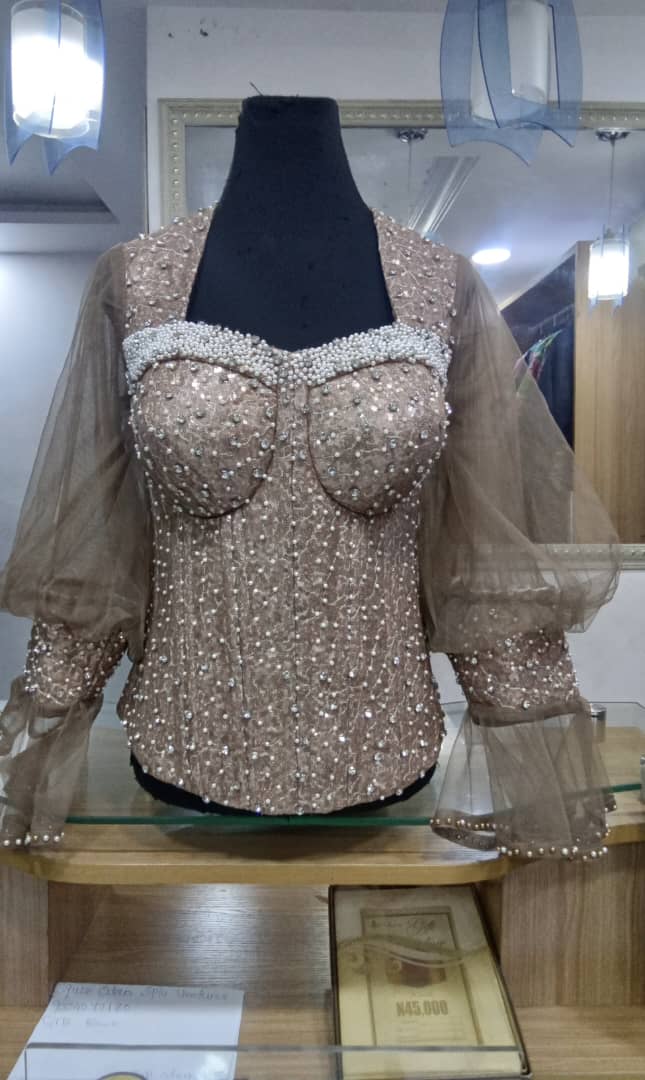 Net on Dorish Corset Top with puff sleeve